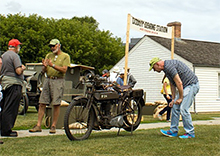 Vintage 1917 Triumph Model H Motorcycle at Fort York. Photo by Claudia Gaboury